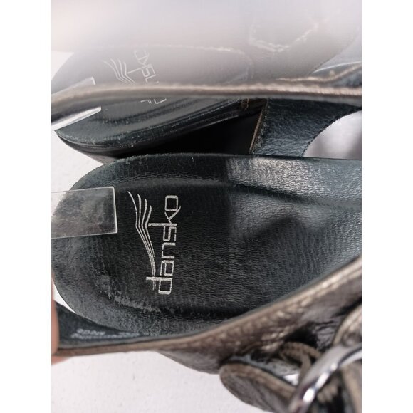 Dansko Womens Susie Wedge Sandals Size 41 Pewter Open Toe BOHO Comfort Shoes - Picture 6 of 11